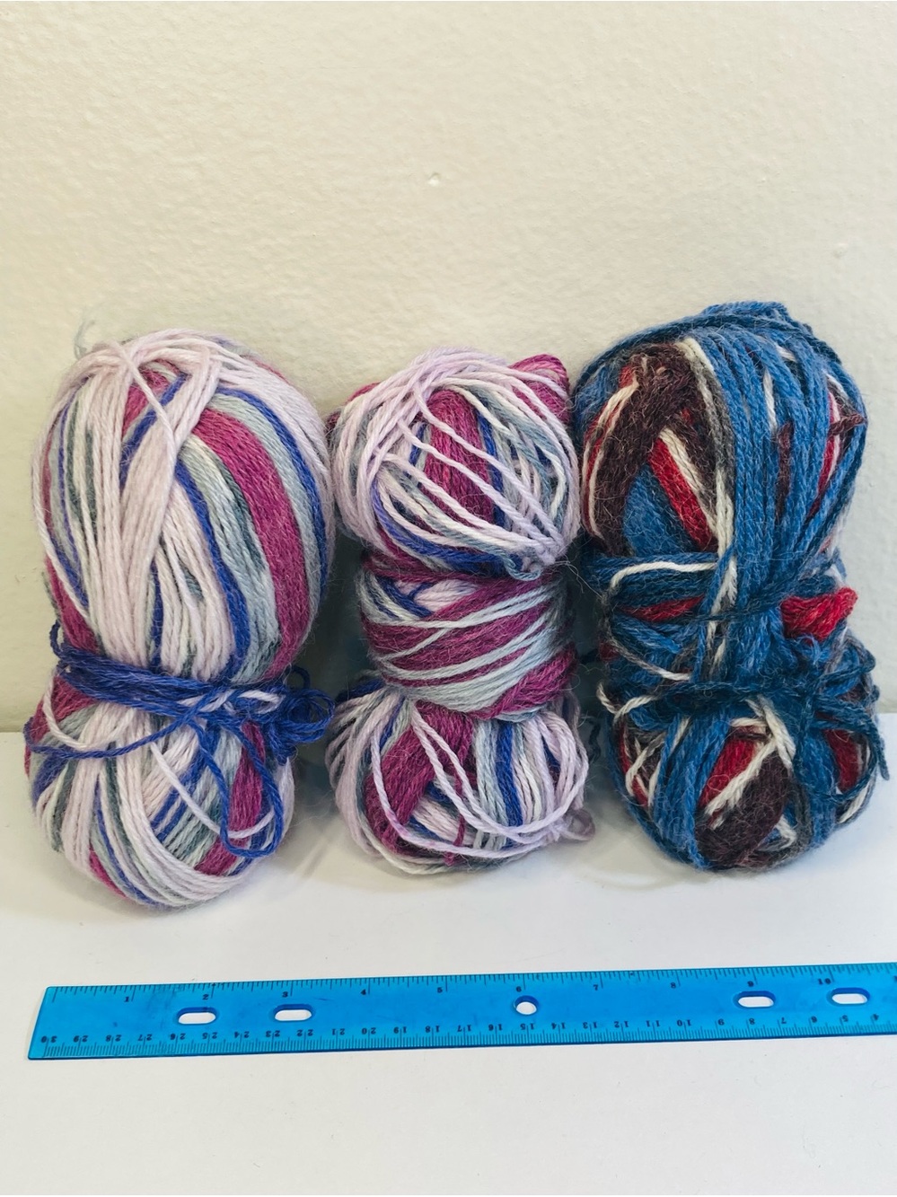 250g+ Multicolored Variegated Yarn Skeins - Pink, Blue & Cream